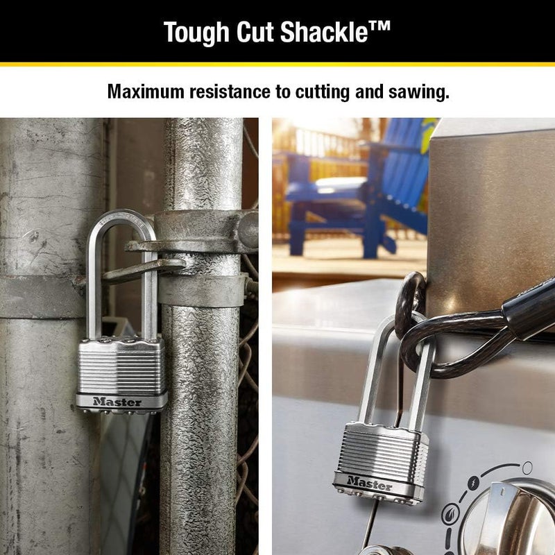 MasterLock M5XQLJ Magnum Heavy Duty Outdoor Padlock with Key, 4 Pack Keyed-Alike - Image 3